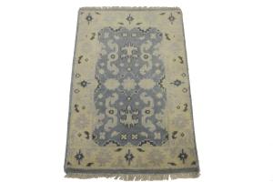Gray Floral Modern 4X6 Oushak Oriental Rug