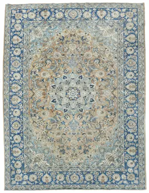 Semi Antique Muted Floral Traditional 10X13 Vintage Oriental Rug