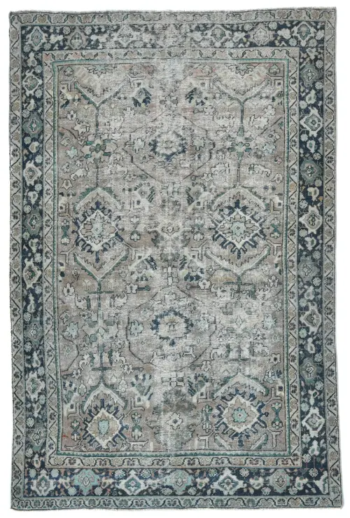 Antique Muted Rust Floral 7X10 Vintage Oriental Rug