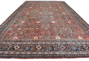 Antique Muted Floral Traditional 12X16 Vintage Oriental Rug